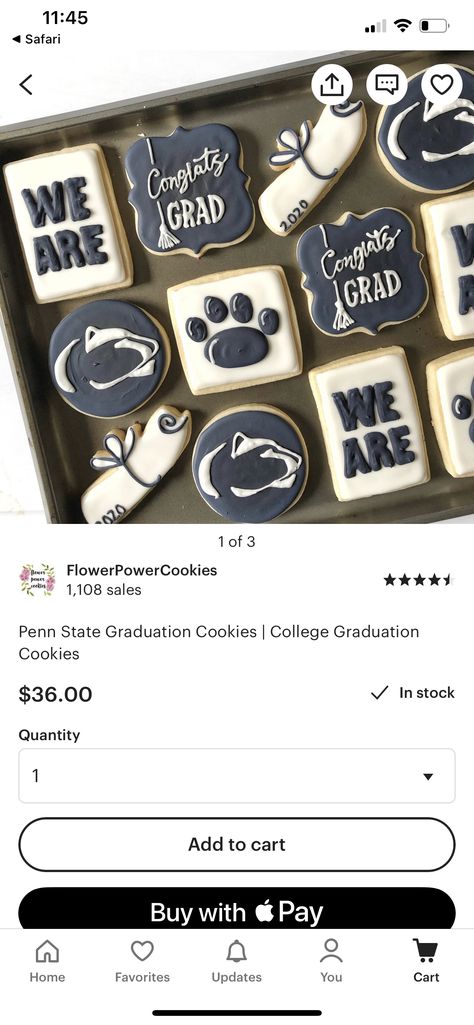 Penn State Cookies, Penn State Graduation, Graduation Cookies, Penn State University, Grad Party, Penn State, Custom Cookies, Grad Parties, College Graduation