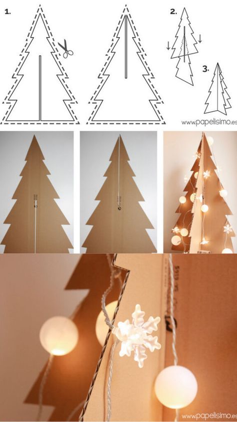 25 Best cardboard Christmas decorations & crafts ideas such as easy DIY Xmas trees, ornaments, wreaths, fireplace, gingerbread houses, winter village, snowman, nutcracker, etc! - A Piece of Rainbow, holiday crafts for kids, advent calendar, garland, handmade, gifts, gift tags, modern, farmhouse, boho, Scandinavian, vintage, budget decor, dollar store, Anthropologie style, wall decor Decoracion Navidad Diy, Christmas Tree Cut Out, Cardboard Gingerbread House, Cardboard Tree, Carton Diy, Cardboard Christmas Tree, Christmas Tree Box, Silver Christmas Decorations, Noel Diy