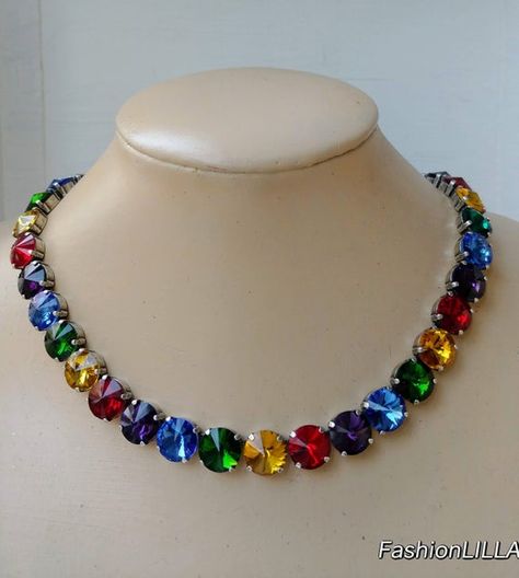 Boho Bridesmaid Jewelry, Jewel Tone Wedding, Multicolor Jewelry, Necklace Colorful, Boho Bridesmaid, Crystal Necklaces, Anna Wintour, Royal Jewelry, Necklace Boho