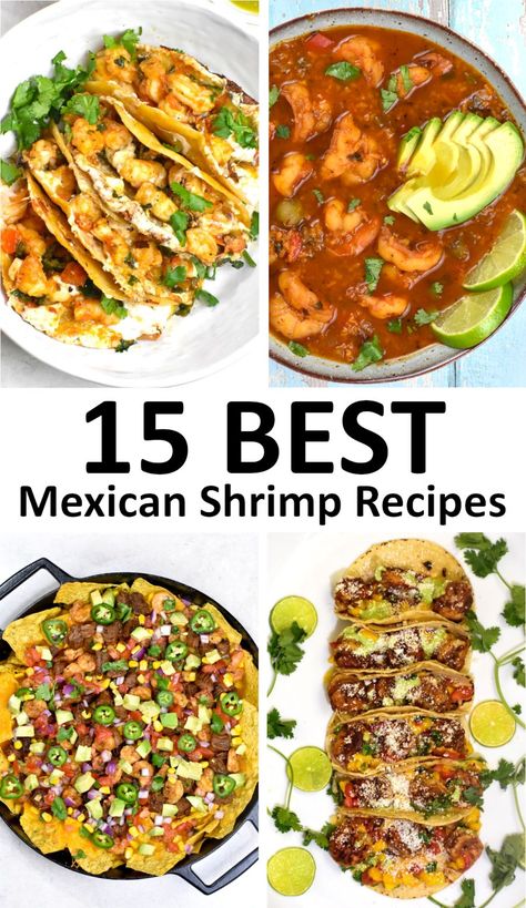 This collections of easy Mexican Shrimp Recipes includes plenty of delicious meal ideas for you to try. Mexican Food Recipes With Shrimp, Mexican Dishes With Shrimp, Mexican Shrimp And Rice Recipes, Mexican Recipes With Shrimp, Mexican Shrimp Soup Recipes Easy, Mexican Shrimp Dishes, Mexican Prawns Recipe, Mexican Shrimp And Rice, Shrimp Recipes Mexican