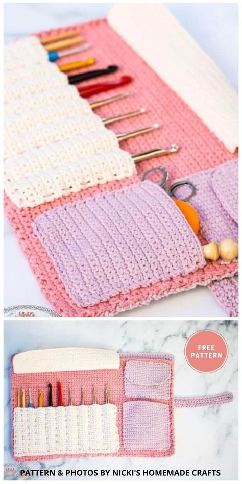 Crochet Hook Holder Pattern, Crochet Hook Case Free Pattern, Crochet Case Pattern, Knitting Needle Case Pattern, Crochet Hook Case Pattern, Crochet Needle Case, Diy Crochet Hook, Crochet Hook Roll, Crochet Hook Organizer