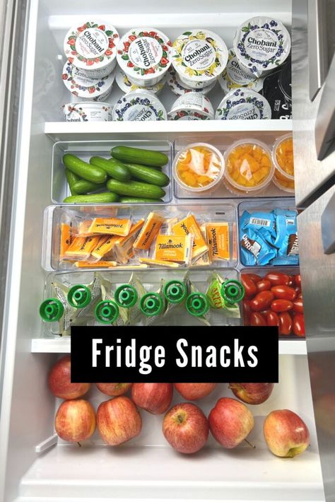 How to organize kid snacks in pantry and refrigerator Refrigerator Snack Organization, Snack Fridge Organization, Kids Snack Drawer In Fridge, Snacks In Pantry, Fridge Goals Snacks, Snack Drawer Ideas, Snack Fridge, Snack Cupboard, Hummus Cup