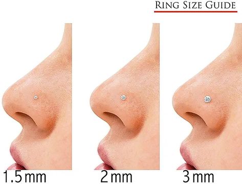 Nose Piercing Size Chart, Nose Stud Sizes, Nose Peircing, Nose Ring Sizes, Jewelry Guide, Piercing Chart, Nose Piercing Hoop, Nose Piercing Stud, Bahamas Wedding