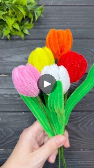 18K views · 437 reactions | How to make Tulip from Chenille Stems 🌷 Pipe Cleaner Flowers #diy #craftideas #gift #giftideas #tutorial #fyp | VIKI Studio DIY | VIKI Studio DIY · Original audio Flowers From Pipe Cleaners, Chenille Stem Crafts, Clean Flowers, Piping Flowers, Pipe Cleaner Flowers, Diy Pipe, Studio Diy, Plastic Spoons, Diy Mothers Day Gifts