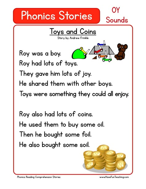 This Reading Comprehension Worksheet - Toys and Coins is for teaching reading comprehension. Use this reading comprehension story to teach reading comprehension. Phonics Stories, Alphabet Stories, Children Worksheets, Reading Tutor, Ingles Kids, Phonics Reading Passages, Fancy Kitchen, First Grade Reading Comprehension, Phonics Activity