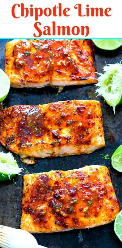 Chipotle Lime Salmon Essen, Spanish Style Salmon, Spanish Salmon Recipes, Salmon Recipes Spicy, Spanish Salmon, Chipotle Lime Salmon, Chipotle Fish, Spicy Salmon Recipes, Salmon Lime