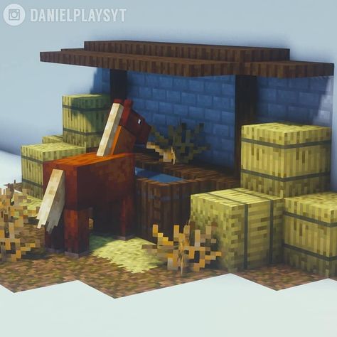 @yourminecraftinspiration: "A cute small stables from @danielplaysyt check them out!…" Minecraft Barn, Minecraft Horse, Construction Minecraft, Case Minecraft, Rumah Minecraft Sederhana, Minecraft Interior Design, Minecraft House Plans, Bangunan Minecraft, Minecraft Farm