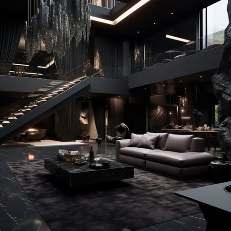 dark lighting bedroom Black Luxury House, Mafia House Aesthetic, Dark House Aesthetic, Dark Modern Bedroom, Black Modern House, Dark Modern House, Interior Design Secrets, Mansion Aesthetic, Dark Modern