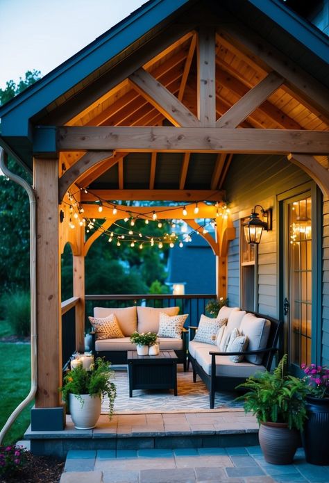 25 Covered Patio Ideas Attached To House For Cozy Living Patio Covers Not Attached To House, Small Covered Porch Ideas Backyards, Patio With Windows, Cozy Back Porch Ideas Covered Decks, Unattached Covered Patio, Pergola Patio Ideas Attached To House, Deck And Gazebo Ideas, Patio Off Bedroom, Detached Patio Ideas