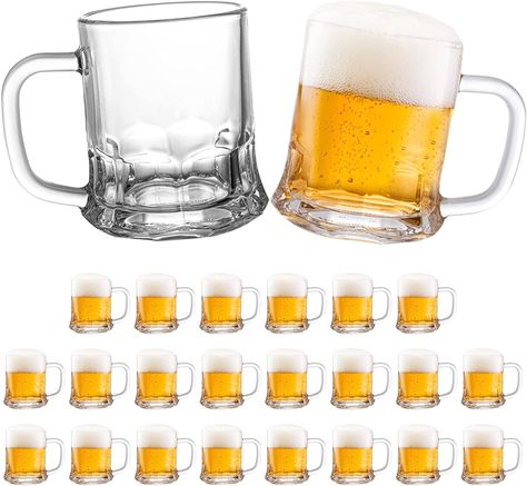 TOPZEA Set of 24 Mini Beer Mug, 5oz Mason Beer Mug Glass Beer Steins Beer Tasting Glasses Beer Glasses for Freezer, Heavy Base Beer Sampler Glass Shots Glasses, Beverage Drinking Glasses with Handle Shots Glasses, Beer Sampler, Baby Beer, Beer Birthday Party, Beer Shot, Beer Candle, Beer Serving, Oktoberfest Beer, Fruity Cocktails