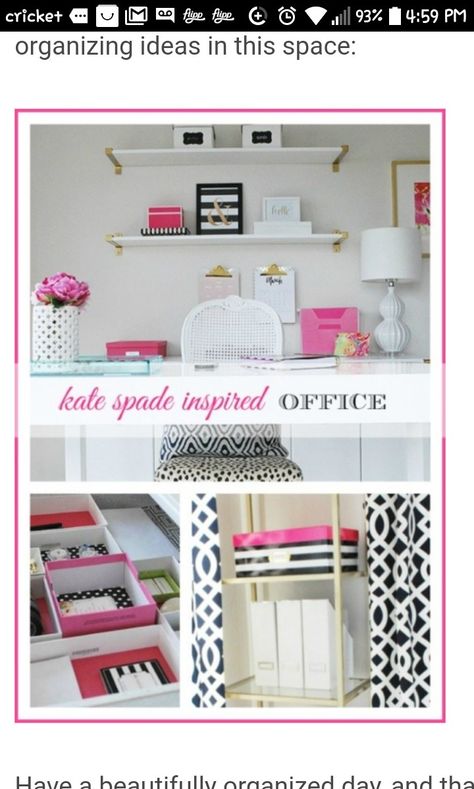 Kate Spade Inspired Bedroom, Kate Spade Office, Diy Office Decor, Desk Organization Diy, Work Office Decor, Kate Spade Inspired, Diy Office, Home Office Storage, Craft Room Office