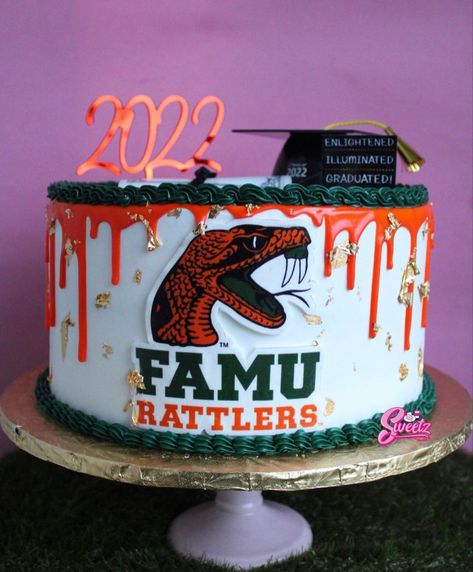 FAMU cake #hbcu #cake #graduationcakes Trunk Party Cake Ideas, Famu Graduation Party, Trunk Party Ideas College, Graduation Board, College Decision, Graduation Boards, Trunk Party, College Graduation Pictures Poses, Graduation Party Themes