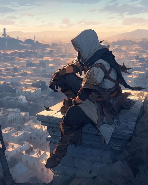 Assassins Creed Painting, Assassin Creed Aesthetic, Anime Assassin Guy, Assassin's Creed Aesthetic, Assasin Anime, Assassins Creed Concept Art, Assassins Creed Pfp, Fantasy Assassin Art, Assassin's Creed Fanart