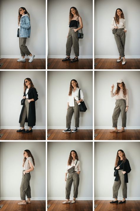 Outfits With Green Cargo Pants, Cargo Outfits Women, Green Cargo Pants Outfit, Stylish Capsule Wardrobe, Professional Business Casual, Pant Outfits For Women, Green Pants Outfit, Cargo Pants Outfit Women, Skater Outfits