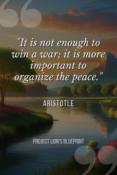 Reflect on Aristotle's timeless wisdom: 'It is not enough to win a war; it is more important to organize the peace.' Explore profound Greek philosophy quotes for deep insights. Follow @ProjectLionsBlueprint for more wisdom Stoic Wisdom Quotes, Philosophy Quotes Deep Wisdom, Deep Philosophical Quotes, Greek Philosophy Quotes, Best Quotes Deep, Wisdom Quotes Deep, Philosophy Quotes Deep, Peaceful Quotes, Aristotle Quotes