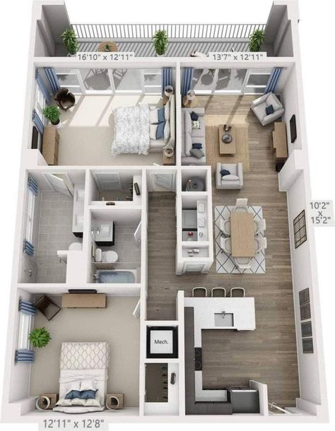 Apartment Layouts, One Bedroom Apartments, 1 Bedroom Apartments, Apartment Floor, Apartment Floor Plan, House Floor Design, Apartment Floor Plans, Sims Ideas, Sims House Plans