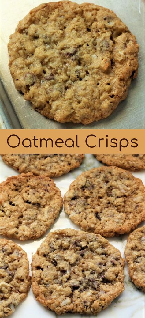 Pie, Crunchy Oatmeal Chocolate Chip Cookies, Oatmeal Crisps Cookies, Best Tasting Cookies, Instant Oatmeal Recipes Cookies, Oatmeal Crisp Cookies, Crispy Oatmeal Cookies Recipes, Crunchy Oatmeal Cookies Recipes, Oatmeal Crispies Cookies