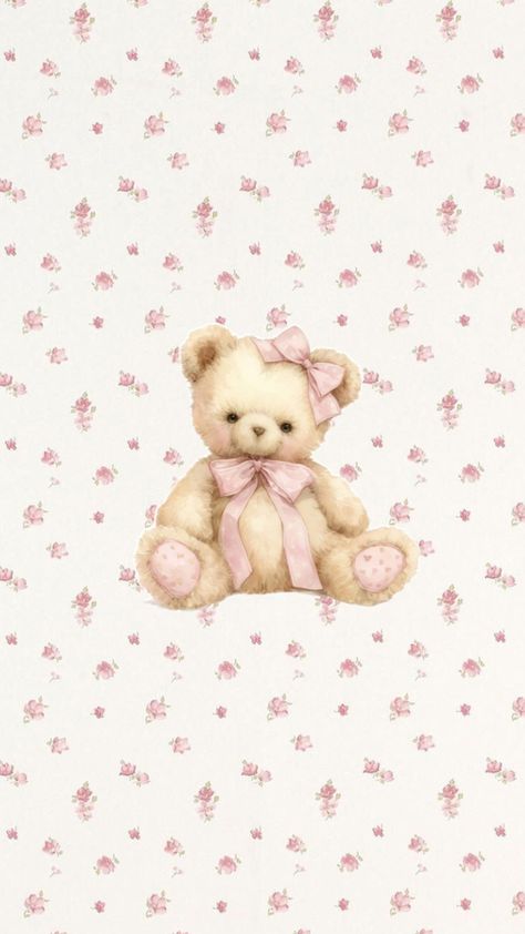 Cute pink bear wallpaper Pink Bear Wallpaper, Bow Wallpaper Iphone, Teddy Bear Images, Teddy Bear Wallpaper, Bow Wallpaper, Pink Bear, Christmas Phone Wallpaper, Cute Notebooks, Phone Wallpaper Patterns