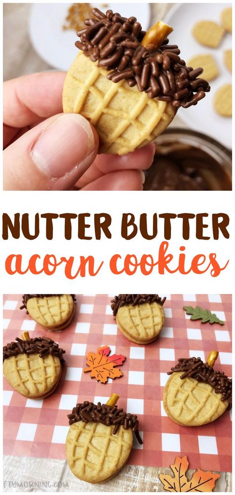 Nutter Butter Acorn Cookies, Nutter Butter Acorns, Treat Bags For Kids, Acorn Cookies, Thanksgiving Desserts Kids, Fall Favor, Cranberry Dessert, Pecan Desserts, Dessert Halloween