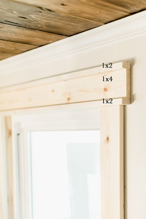 Easy DIY Custom Window Trim – Cottonwood Shanty French Farmhouse Window Trim, Townhome Upgrades, Diy Window Sill, Window Trim Ideas Interior, Window And Door Trim, Wood Window Sill, Farmhouse Window Trim, Split House, Window Sill Trim