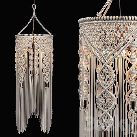 3d models: Pendant light - Macrame Pendant Light -2 Macrame Pendant Light, Macrame Light, Macrame Chandelier, Macrame Lamp, Fine Art Lamps, Macrame Mirror, Macrame Pendant, Macrame Patterns Tutorials, Diy Crafts Room Decor