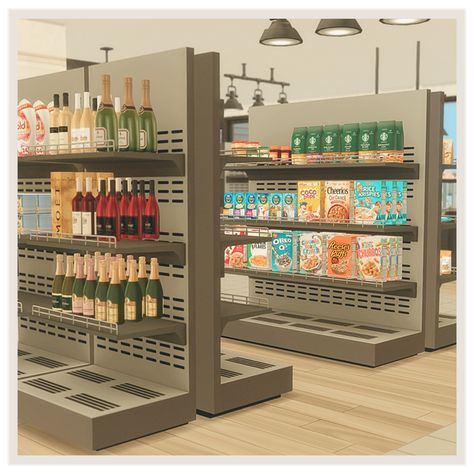 grocery+ supermarket ♡ | Patreon Modern Supermarket, Jius Sims, Lotes The Sims 4, The Sims 4 Lots, Grocery Supermarket, Supermarket Design, Tudor Style Homes, Sims 4 House Design, Sims Building