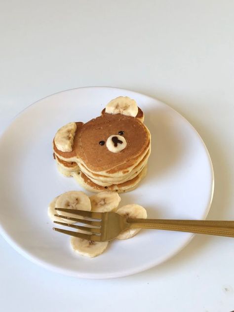 Bear Pancakes Aesthetic, Kawaii, Teddy Bear Pancakes, Kawaii Pancakes, Cute Pancakes, Aesthetic Sweets, Bear Pancakes, Fruity Dessert, Savory Dessert