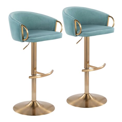 Silver Orchid Battista Adjustable Bar Stool (Set of 2) - Bed Bath & Beyond - 35220139 Light Blue Velvet, Living Room Nordic, Velvet Furniture, Contemporary Bar Stools, Contemporary Glam, Upholstered Stool, American Signature Furniture, Value City Furniture, Adjustable Bar Stools