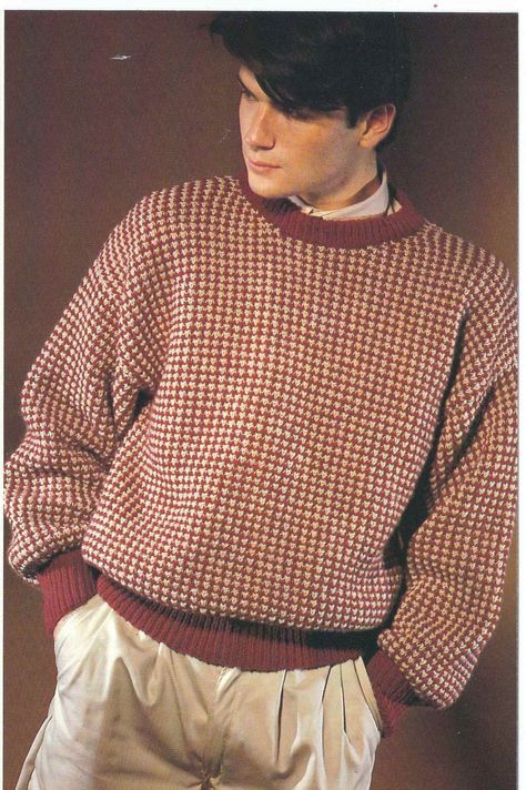 1980'S Vintage Knitting pattern Men's tweed pattern sweater jumper PDF Download pattern only Sweater Outfits Men, Male Sweaters, Tweed Sweater, Drop Sleeve, Tweed Pattern, Vintage Knitting Patterns, Sweater Jumper, Sweater Knitting Patterns, Men's Knit