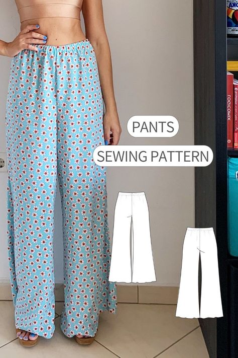 Wide Leg Trousers Sewing Pattern Sewing Pattern Trousers, Pants Sewing Patterns, Trousers Sewing Pattern, Wide Leg Pants Pattern, Pattern Trousers, Light Pink Jeans, Pregnancy Ideas, Sewing Patterns For Women, Beginners Sewing