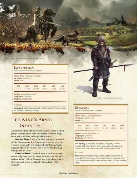 The King's Army - Base Troops - Album on Imgur Dnd Horror, Guerriero Samurai, Dnd Monster, Monster Manual, Dnd Stats, Dnd Campaign, Dungeons And Dragons 5e, D D Monsters, Dnd Dragons