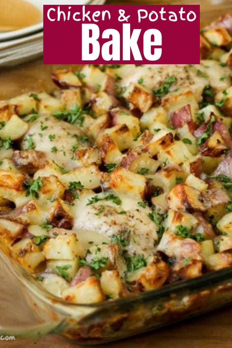 Essen, Chicken Thigh Casserole, Chicken Breast Casserole, Boneless Skinless Chicken Breast Recipes, Skinless Chicken Breast Recipes, Chicken Potato Casserole, Chicken Boneless Breast Recipes, Chicken Potato Bake, Chicken Potato