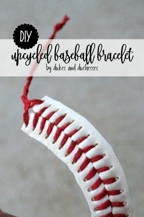 Upcycling, Diy Baseball Crafts, Baseball Crafts To Sell, Baseball Bracelet Diy, Baseball Treats, Secret Gifts, Softball Things, Diy Thrift Store Crafts, Baseball Team Gift