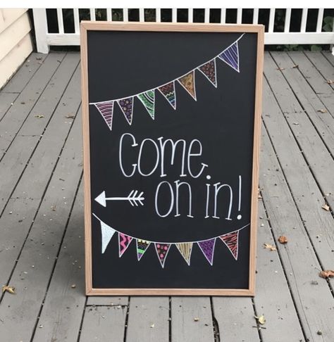 Come on In A Frame Chalkboard Sign Ideas, Restaurant Welcome Chalkboard, Open Signs Ideas Business Chalk, Shop Small Chalkboard Signs, Chalk Sign Ideas Store, Boutique Sidewalk Signs, Welcome Chalkboard Sign Business, Come On In Sign, Sandwich Board Ideas Chalkboard Signs