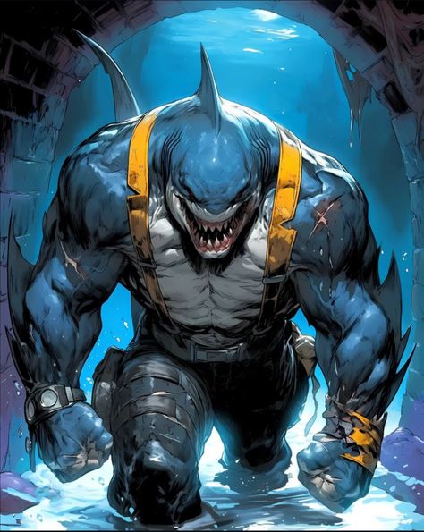 King Shark, Animal Drawings Sketches, Dc Villains, Monster Concept Art, Fantasy Monster, Dc Comics Art, Superhero Art, Anime Ships, Comic Books Art