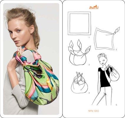 Our Blog DIY Challenge: What to Do With Old Scarves   THIS IS BRILLIANT!!!! Hermes Scarf Tying, Scarf Knots, Ways To Wear A Scarf, Summer Wraps, Diy Vetement, How To Wear A Scarf, Hermes Scarf, Scarf Headband, Hermes Handbags