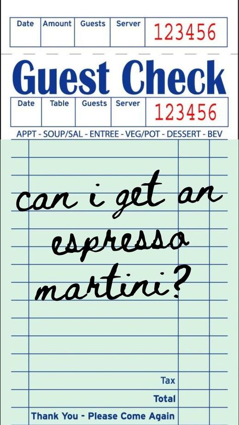 Espresso Martini Quotes, Martini Quotes, Uni Posters, Pinterest Shuffle, Guest Check Art, Espresso Martinis, Ipad Stickers, Restaurant Social Media, Guest Check