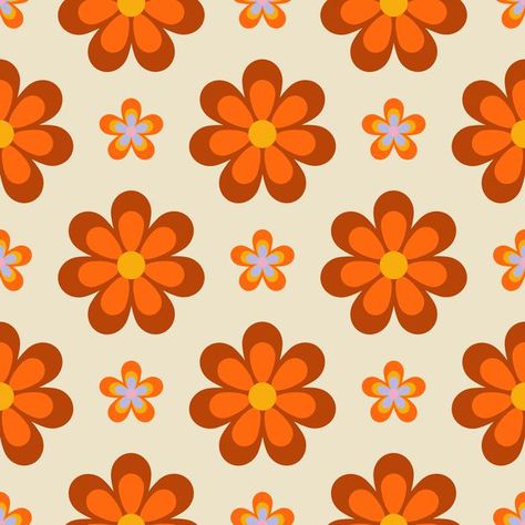 Retro Background Wallpapers, Retro Designs Pattern, Orange Hippie Aesthetic, 70s Flower Pattern Retro Wallpaper, 1970s Background, Retro Prints And Patterns, Motif Aesthetic, 1960s Wallpaper, 70s Flower Pattern