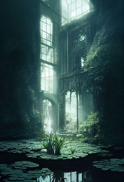 hyper-detailed anime, interior, Miniature haunted houses in ancient wells, ghosts, Portrait of a fierce ghost, water plants, duckweeds, lotus ponds, colorful gravel, smooth cel-shading, photographic concept art, Intricate details, 8K, RTX, light mode, octa House With Lake, Anime Interior, Art Scenery, Ruined City, Ghost House, Heaven Art, Castles Interior, Lotus Pond, Fantasy Forest