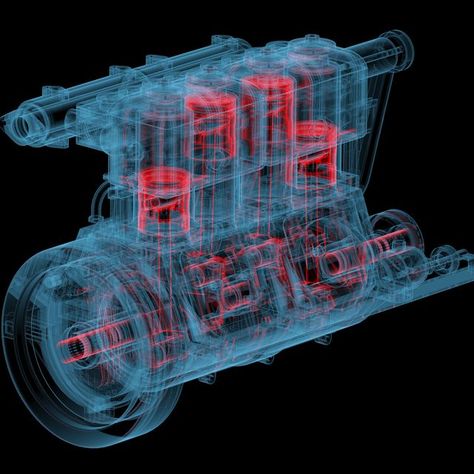 Internal combustion engine (3D xray red and blue transparent) Internal Combustion Engine, Dewalt Power Tools, Green Tech, Combustion Engine, Military Gear, X Ray, Sales Gifts, Shop House, Red And Blue