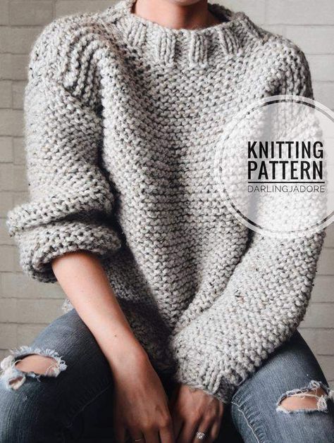 KNITTING PATTERN ⨯ Chunky Knit Pullover Sweater, Chic and Cozy Jumper ⨯ Easy Knitting Pattern #CommissionLink Chunky Knitted Sweaters Pattern Free, Chunky Knit Jumper Pattern, Free Bulky Knit Sweater Patterns, Chunky Knit Sweater Free Pattern, Jumper Patterns Knitting Free, Easy Knit Jumper, Free Knitting Pattern Chunky Sweater, Knitting Chunky Sweater, Chunky Jumper Knitting Pattern Free