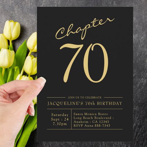 Seventy Black Gold 70th Birthday Party for $2.92 - Birthday Invitations 70th Invitation Ideas, 75th Birthday Invitations, Suprise Birthday, 70th Birthday Party, 70th Birthday Cake, Surprise Birthday Invitations, 70th Birthday Invitations, Male Birthday, Bday Invitations