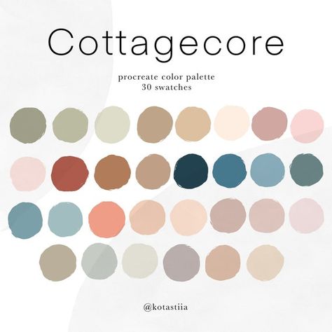 Cottagecore Color Palette for Procreate 30 Handpicked | Etsy Cottagecore Color Palette, Colour Harmonies, Color Palette For Procreate, Color Palets, Earth Tone Color Palette, Colour Pallets, Earth Tone Color, Palette Design, Color Picker