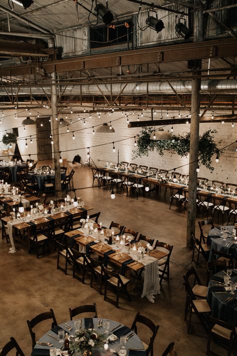 Warehouse Wedding Decorations, Warehouse Wedding Reception, Industrial Wedding Table, Urban Wedding Decor, Reception Table Linens, Industrial Wedding Reception, Wedding Plate Setting, Industrial Reception, Rustic Romantic Wedding