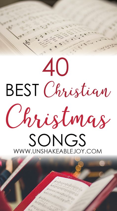 40 Best Christian Christmas Songs - Unshakeable Joy Christian Christmas Playlist, Church Christmas Songs, Christmas Songs List, Christian Christmas Music, Christian Christmas Songs, Songs Christian, Christmas Songs Lyrics, Christian Woman Encouragement, Best Christmas Songs