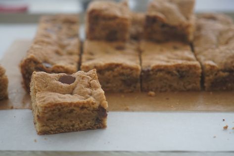 Sourdough Blonde Brownies, Sourdough Discard Blondies, Sourdough Blondies, Blonde Brownie Recipe, Milk Chocolate Brownies, Discard Recipe, Sourdough Bread Starter, Sourdough Starter Discard Recipe, Chocolate Chip Brownies