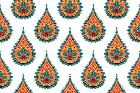 Paisley ethnic seamless pattern design. floral pattern with paisley and indian flower motifs. damask style pattern for textil and decoration Indian Motifs, Indian Flowers, Seamless Pattern Design, Flower Motifs, Design Floral, Seamless Pattern, Damask, Art Wallpaper, Seamless Patterns