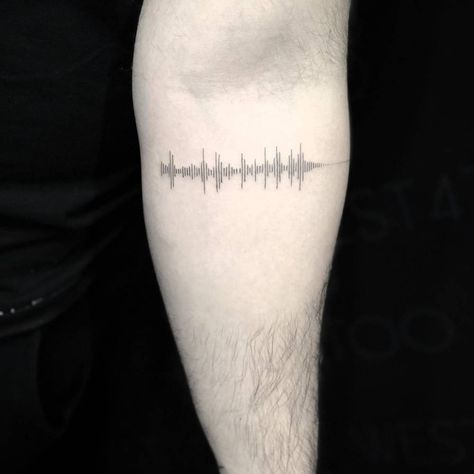 Voice Tattoo, Sound Wave Tattoo, Wave Tattoo Wrist, Wave Tattoos, Small Quote Tattoos, Birthday Tattoo, Wave Tattoo, Wrist Tattoos For Guys, Note Tattoo