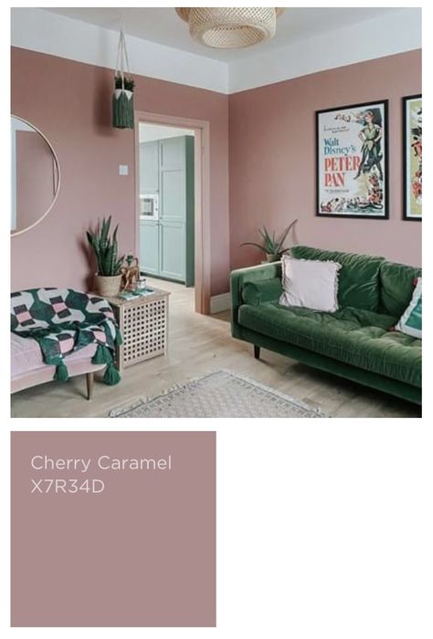 Blush Pink And Olive Green Bedroom, Bedroom Decor Mauve, Pink Living Room Paint Color Ideas, Dusky Pink And Sage Green Bedroom, Deep Green And Pink Bedroom, Master Bedrooms Dusty Rose, Sage Green And Pink Bedroom Accent Wall, Pink And Green Decor Bedroom, Sage Green And Dusky Pink Living Room