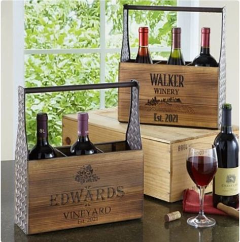 Personalized Vineyard Wine Caddy Wine Box Wedding, Wine Making Process, Box Wine, Wine Bottle Carrier, Wine Caddy, Italy Wine, Wedding Wine, Wine Bottle Holder, Bottle Carrier